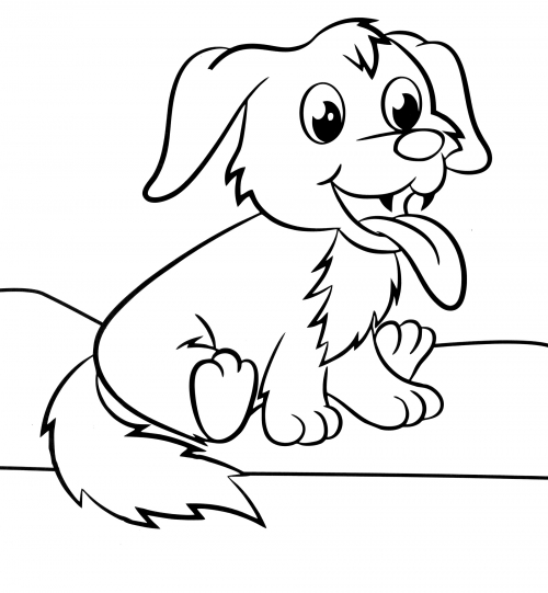 Dog sticks out its tongue coloring page