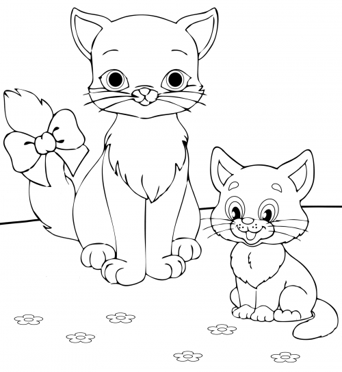 Two beautiful kittens coloring page