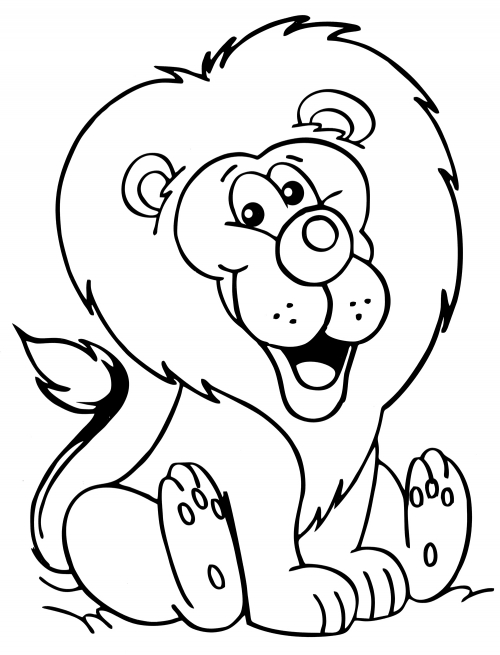 Happy lion coloring page