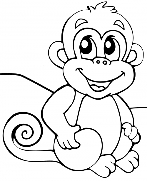 Smiling monkey coloring page