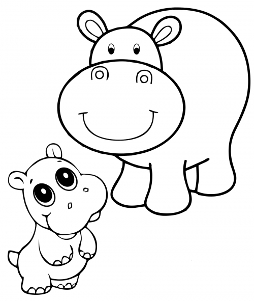 Hippo and Mummy coloring page