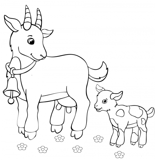 Goat with its mother coloring page