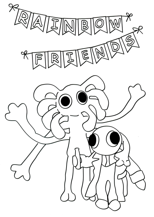 Yellow and Red friends coloring page