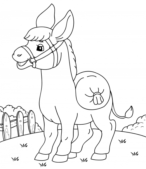 Loaded donkey coloring page