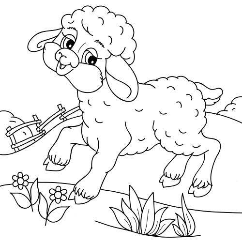 Jolly sheep jumping coloring page