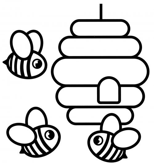 Bees by the hive coloring page