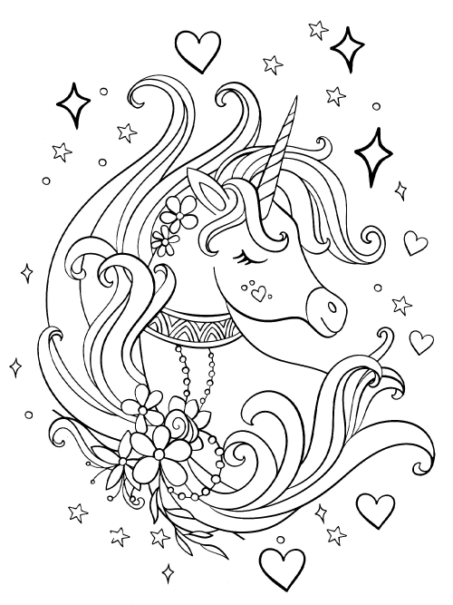 Lovely unicorn coloring page