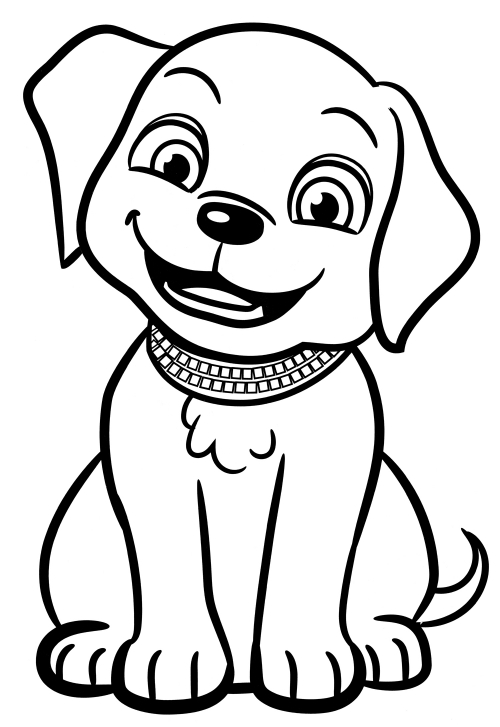 Smiling puppy coloring page