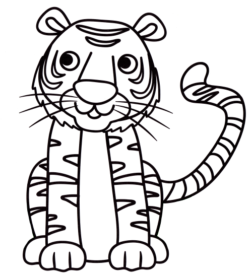 Sitting tiger coloring page