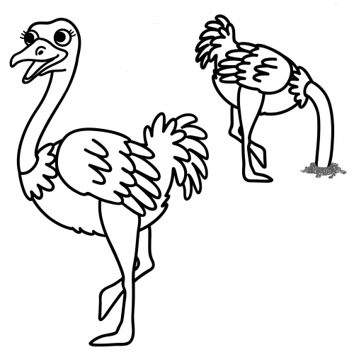 Ostrich in the ground coloring page