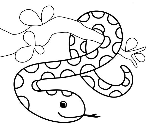 Snake in a tree coloring page