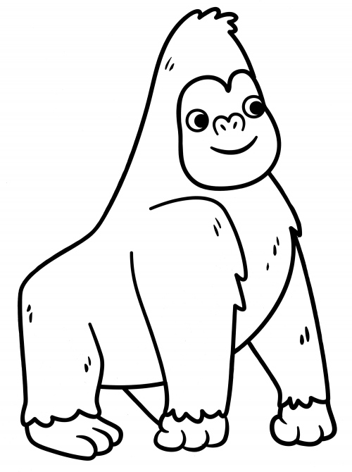 Cute gorilla coloring page