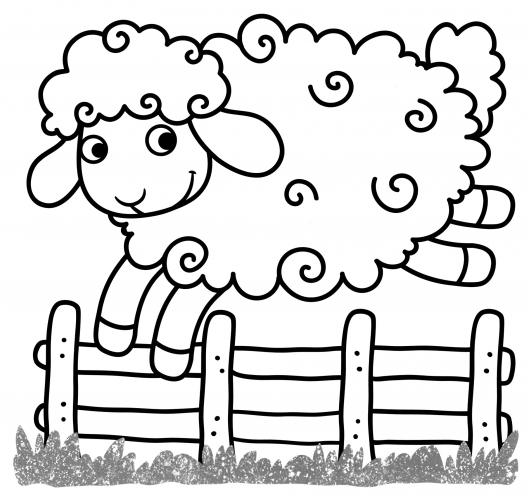 Sheep jumping over the fence coloring page
