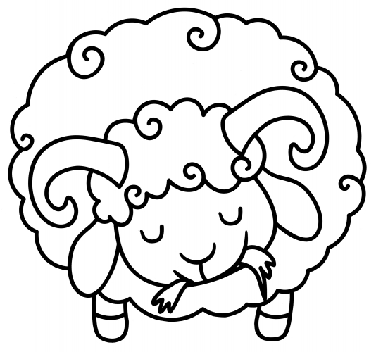 Cute lamb eating grass coloring page