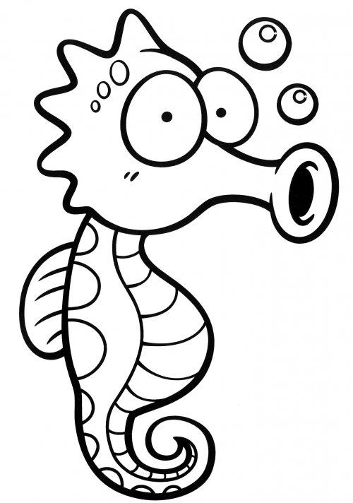 Seahorse underwater coloring page