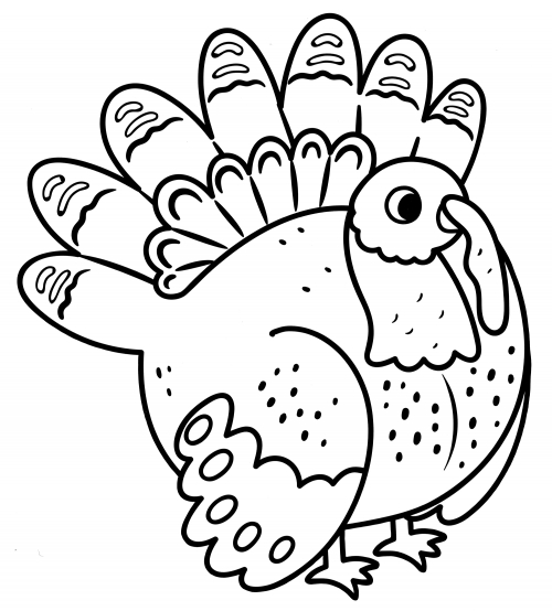 Turkey with a puffy tail coloring page