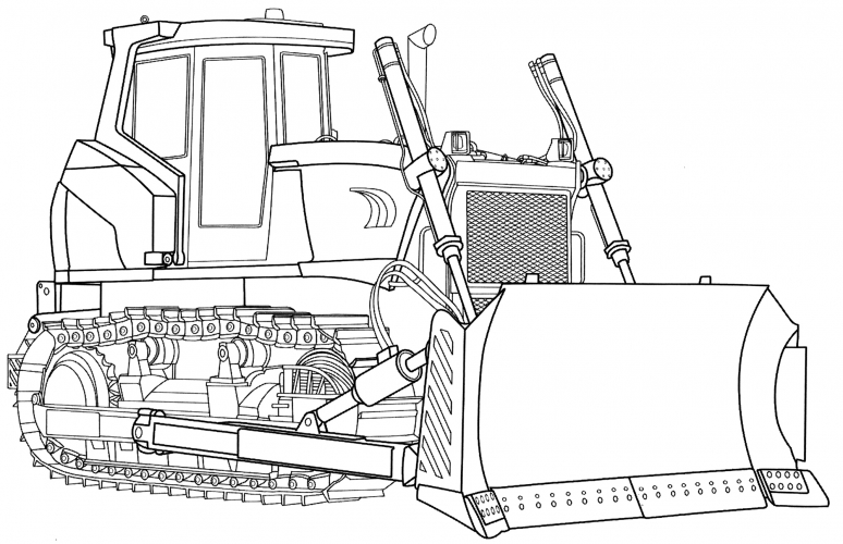 Realistic bulldozer coloring page