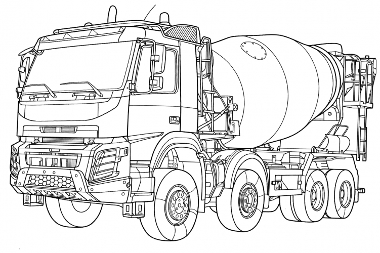 Big cement mixer car coloring page