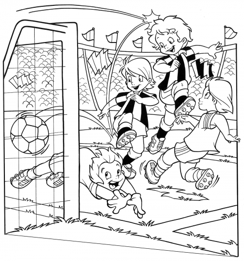 Ball in goal coloring page